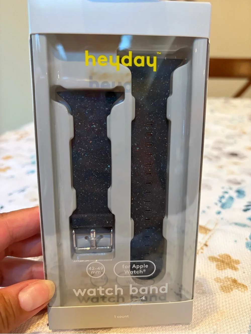 NEW heyday Black Speckled Silicone Apple Watch Band (42-49mm)